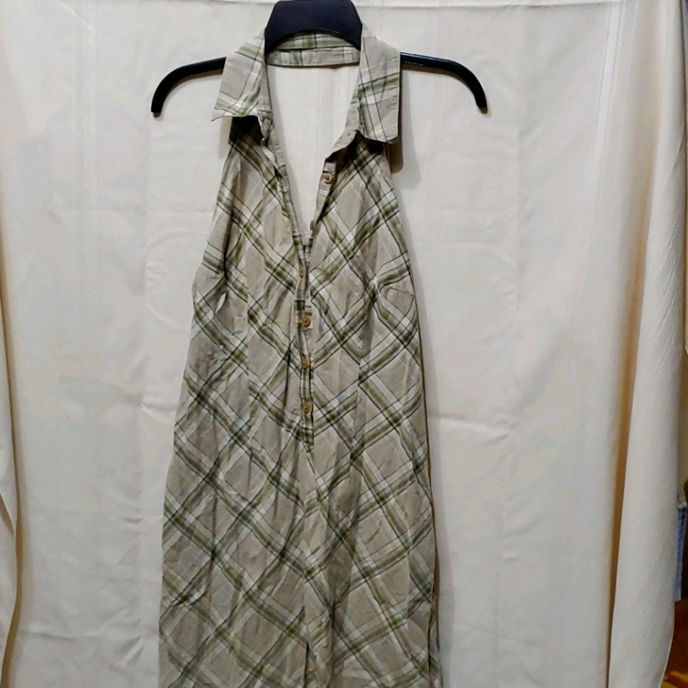 Button Front Halter Dress